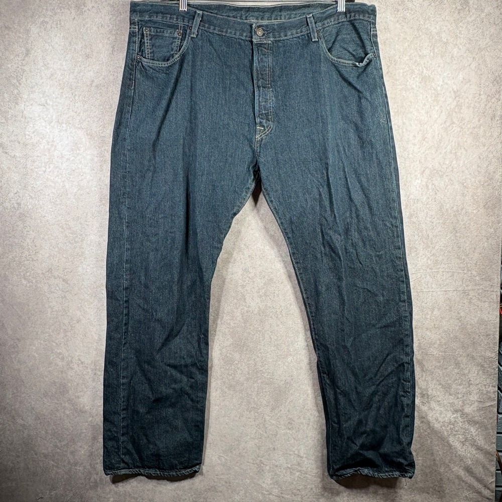 Levi's 501 Jeans Men 44X32 Blue Dark Wash Denim Straight Pockets Casual Everyday